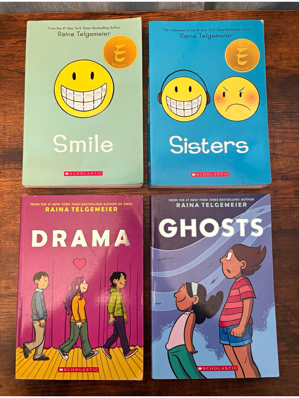 Raina Telgemeier Graphic Novel 4-Book Lot – Smile Drama Sisters Ghosts
